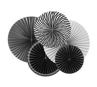 PARTYDECO 5 Rosaces en Papier Noires et Blanches 25, 32 et 40 cm