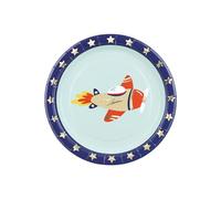 PartyDeco - 6 ASSIETTES CARTON AVION COUCOU ÉCLAIR 18CM BLEU