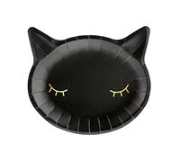 PartyDeco Assiettes Chat Noir 6 pièces 22 cm