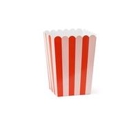 PartyDeco - 6 BOÎTES À POP-CORN RAYURES 11X15.5CM ROUGE ROSE