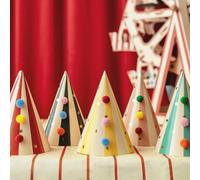 PartyDeco - 6 Chapeaux Carton C?NE DE FÊTE RAYÉ Cirque 16CM - Accessoire de déguisement - Cosplay pour - Thême(s) :
