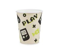 PartyDeco - 6 GOBELETS Carton Gamer Jeux VIDÉO 22CL CRÈME