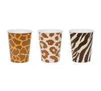PartyDeco - 6 GOBELETS CARTON SAFARI ANIMAL PEAU 22CL