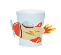 PartyDeco - 6 MANCHONS GOBELETS CARTON AVION 23X9.5CM