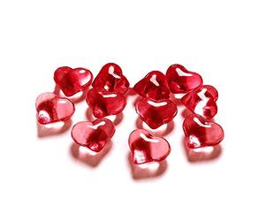 PartyDeco - AH2-21-007-KARTON - 30 Cristaux en PVC en Forme de cœur, Rouge