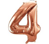 PartyDeco Ballon à l'hélium - Décoration d'anniversaire - Ballon en feuille - Numéro 4 - Or rose - 86 cm