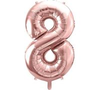 PartyDeco Ballon à l'hélium - Décoration d'anniversaire - Ballon en feuille - Numéro 8 - Or rose - 86 cm