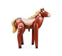 PartyDeco – Ballon aluminium Cheval fleuri 101 x 105 cm Marron