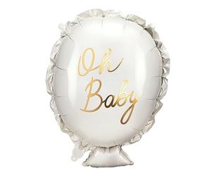 PartyDeco - BALLON ALUMINIUM OH BABY 37.5X53CM NACRÉ