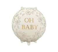 Ballon gonflable « Oh Baby » - 35 cm - Beige avec motif floral - Hélium et air - Décoration de fête prénatale