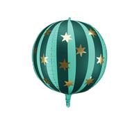 PartyDeco - BALLON ALUMINIUM SPHÈRE RAYÉE ÉTOILE OR 50CM VERT