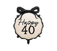 Ballon de fête d'anniversaire 40 ans avec nœud - Ballon en aluminium noir et blanc pour 40 ans