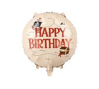 PartyDeco Ballon en aluminium avec inscription « Happy Birthday » de 45,7 | Gonflage à l'air ou à l'hélium, décorations d'anniversaire pour enfants, carte au trésor et design de bateau, thème aventure