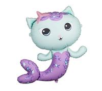 PartyDeco Ballon en aluminium chat de mer 80 x 82 cm - Ballon Gabby's Dollhouse à l'hélium ou à l'air - Décoration d'anniversaire d'enfant - Fête de fille - Réutilisable - Avec tube
