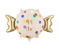 PartyDeco Ballon en aluminium « Happy Birthday » - 61 cm - Ballon à l'hélium en Mylar pour décorations de fête d'anniversaire sur le thème des bonbons et décoration de célébration
