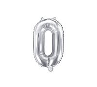 PartyDeco Ballon en Mylar en Forme de Chiffre 0 zéro Argent 35 cm Anniversaire Adulte Enfant