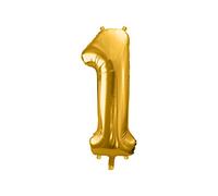 PartyDeco Ballon en Mylar en Forme de Chiffre 1 Doré 86 cm