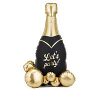 PartyDeco Ballon géant en forme de bouteille de champagne - 114 cm | Décoration de remplissage d'air debout pour anniversaires, enterrements de vie de jeune fille, fiançailles, remise de diplôme