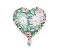 PartyDeco Ballon Mylar cœur en Fleurs - 45 cm