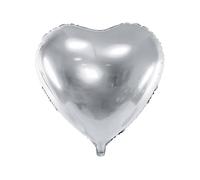 PartyDeco Ballon Mylar en Forme de cœur argenté métallisé Ø 45 cm