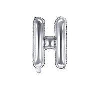 PartyDeco Ballon Mylar en Forme de Lettre H Argent 35 cm Anniversaire Adulte Enfant