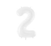 PartyDeco Ballons en aluminium blanc chiffre 2 pour air hélium Dimensions env. 86 cm