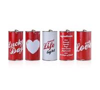 PartyDeco bocaux pour Voiture mariés, tôle, Blanc, Rouge, 14 x 7 cm