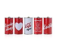 PartyDeco bocaux pour Voiture mariés, tôle, Blanc, Rouge, 14 x 7 cm