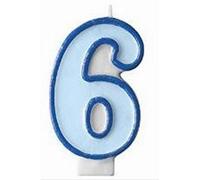 PartyDeco Bougie chiffre 6, bleu