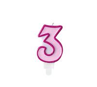Partydeco Bougie Numéro 3, Rose