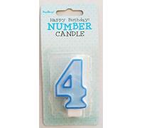 PartyDeco Bougie numéro 4 Bleu