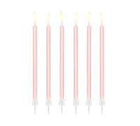 PartyDeco Bougies d'anniversaire – Lot de 12 avec supports, lisses, rose