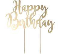 PartyDeco Cake Topper Happy - Birthday Gold