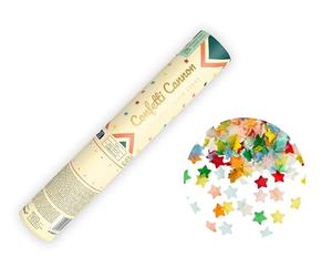 PartyDeco - CANON À CONFETTIS PAPIER ÉTOILE 20CM MULTICOLORE