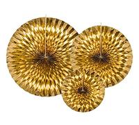 PartyDeco conf. 3 Rosaces Rondes de Papier, Couleur Or, rpk12 - 019 M