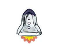 PartyDeco Conf. Lot de 6 Assiettes en Carton en Forme de fusée Spatiale 21,5 x 29,5 cm