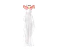 PartyDeco Couronne avec voile et fleurs - Mélange de couleurs - Pour enterrement de vie de jeune fille - Cadeau réutilisable