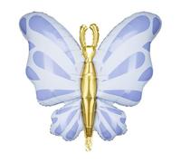 PartyDeco de ballons en aluminium papillon 69 x 69 cm bleu et doré en mylar pour fête d'anniversaire, fête prénatale, rentrée scolaire, décoration de fête sur le thème des papillons pour filles