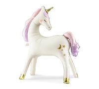 PartyDeco de ballons géants licorne debout 94 x 86 cm, ballons blancs élégants autoportants en aluminium 3D arc-en-ciel, fournitures de fête d'anniversaire pour fille, décorations de fête prénatale