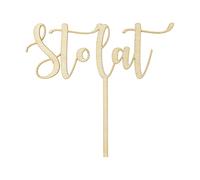 PartyDeco Décoration de gâteau en bois avec inscription « STO LAT » - Pour anniversaire - Décoration rustique