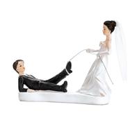 PartyDeco Cake topper mariés Corde – PVC – Noir et blanc
