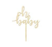 PartyDeco Décoration en bois Oh Baby - 17 cm - Pour fête prénatale, anniversaire, sexe
