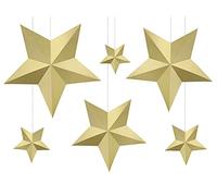 PartyDeco Décoration Étoiles Or 6 pièces Noël Mariage Anniversaire Nouvel an Carnaval