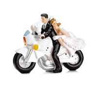 PartyDeco Décoration mariés en Moto, Acrylique, Blanc et Noir