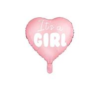 PartyDeco Ballon métallisé cœur rose imprimé It's a Girl 18" (48 cm)