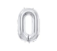 PartyDeco - FB1M-0-018 - Ballon Mylar en forme de chiffre 0 zéro argent 86 cm pour anniversaire adulte enfant Nouvel An, couleur