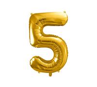 PartyDeco FB1M-5-019 Ballon gonflable en forme de chiffre 5 Doré 86 cm