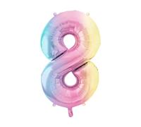 PartyDeco FB1M-8-000P Ballons en aluminium Motif chiffre 8 arc-en-ciel 86 cm