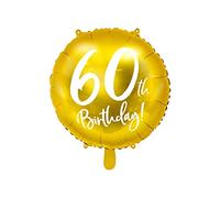 PartyDeco-FB24M-60-019 Ballon Mylar Foil Doré pour 60e Anniversaire Ø 45 cm