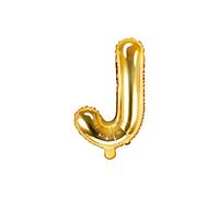 PartyDeco-FB2M-J-019 Ballon en Mylar en Forme de Lettre J Doré 35 cm
